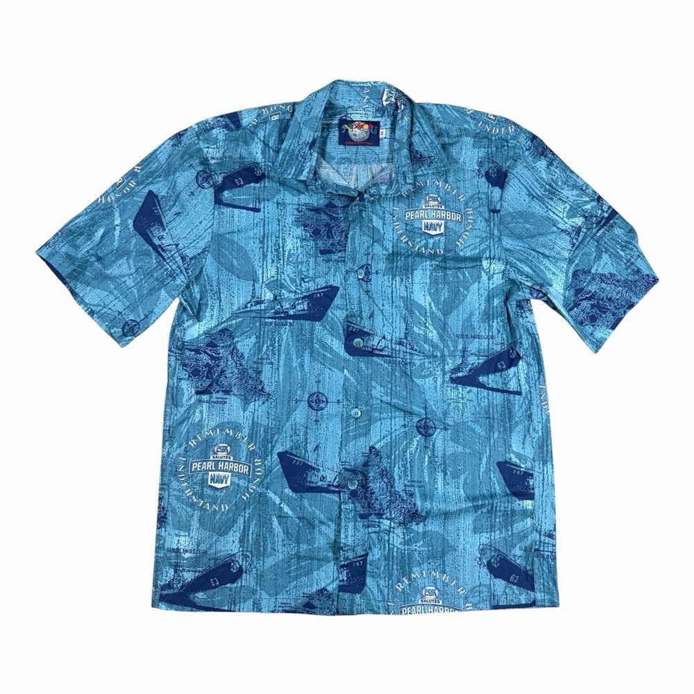 Jams World Hawaii Pearl Harbor Aloha Y2K Shirt Mens M Button Up Beachcore Boat